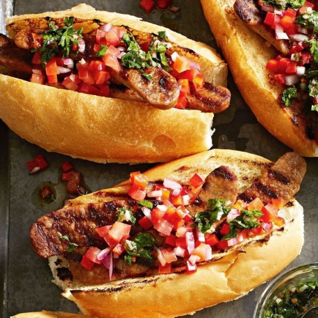 Choripan con pebre y chimichurri x5