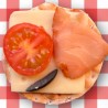 Pizzetas 10cms jamon salmon ahumado x25